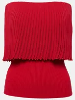 Altuzarra Pascale Ribbed-knit Jersey Top In Red