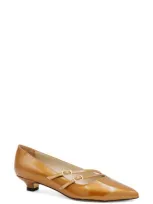 Amalfi By Rangoni Alfa Pointed Toe Kitten Heel Pump In Whiskey Patent Pearl