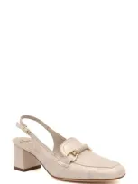 Amalfi By Rangoni Bormio Slingback Bit Loafer Pump In Agean Cream - Platinum Orn