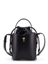 Ami Alexandre Mattiussi Ami Ami De Coeur Logo Plaque Mini Bucket Bag In Black