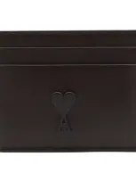 Ami Alexandre Mattiussi Ami Paris Ami De Coeur Card Holder In Brown