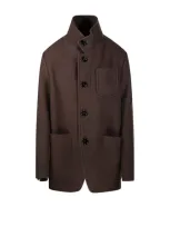 Ami Alexandre Mattiussi Single-breasted Oversized Coat In Brown