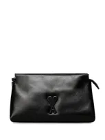 Ami Alexandre Mattiussi Voulez-vous Leather Clutch Bag In Black