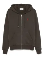 Ami Alexandre Mattiussi Zip Up Sweatshirt In Camel