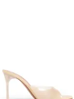 Amina Muaddi Square Toe Slip In Beige