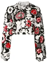 Amir Slama Floral-print Cropped Hoodie In White