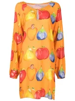 Amir Slama Fruit-print Shift Mini Dress In Orange