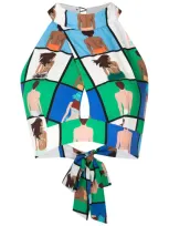 Amir Slama Neckholder-top Mit Grafischem Print In Multicolour