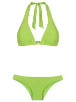 Amir Slama Halterneck Triangle Bikini In Green