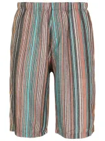 Amir Slama Striped Jacquard Cotton-blend Shorts In Brown