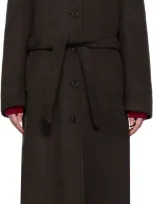 Amomento Brown Single-breasted Maxi Long Coat In Dark Brown