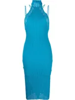 Andreädamo Halterneck Knitted Midi Dress In Blau