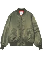 Anine Bing Leon Satin Bomber Jacket In Dark Green