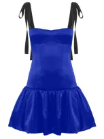 Anna October Patrice Bustier Satin Mini Dress In Blue