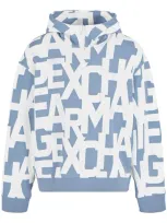 Armani Exchange Logo-print Hoodie In Blue