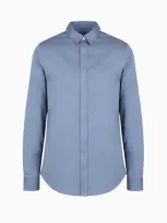 Armani Exchange Regular Fit Cotton Shirt In Blue