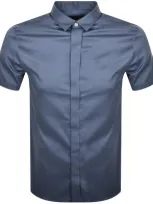 Armani Exchange Slim Fit Short Sleeved Shirt Blue