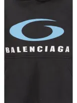 Balenciaga Cropped Hoodie In Washed Black/blue