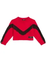 Balmain Kids' Cropped Fringed Sweatshirt In Red