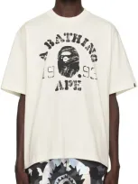 Bape Off-white Screen Print College Relaxed Fit T-shirt In Ivory