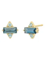 Bony Levy Blc Semiprecous Stone 14k Gold Stud Earrings In 14k Yellow Gold Blue Topaz