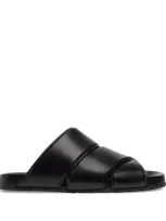 Bottega Veneta Leather Slides In Black