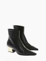 Bottega Veneta Tex Leather Chrome-heel Booties In 1469 Black Gold