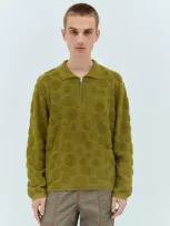 Brain Dead Dot Half-zip Sweater In Green