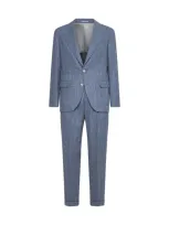 Brunello Cucinelli Men's Striped Light Flannel Suit In Clear Blue