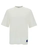 Burberry White Crewneck T-shirt With Equestrain Knight Patch In Cotton Man