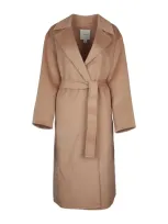 Calvin Klein Ls Df Wool Long Wrap Coat In Brown