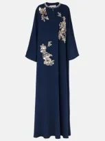 Carolina Herrera Embellished Crepe Gown In Blue