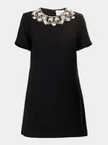 Carolina Herrera Embellished Short-sleeve Tweed Mini Dress In Black Multi