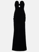 Carolina Herrera Ruched Velvet Bustier Gown In Black