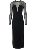 Carolina Herrera Sheer-yoke Knitted Dress In Black