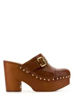 Chloé Caramel Leather Jeannette Clogs In T Ginger Brown