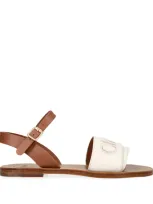 Chloé Kids' Leather Stellar Sandals In Ivory