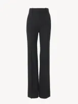 Chloé High-waisted Trousers In Wool Gabardine Black Size 14 100% Wool