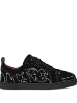 Christian Louboutin Giddy Vieira Strass Velour Sneakers In Black