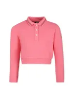 Colmar Pink Crop Polo Shirt For Girl With Logo In Rosa