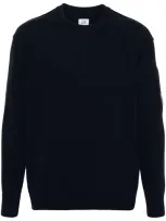 C.p. Company Lens-detail Crew Neck Jumper In 888 Total Eclipse