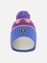 Deux Par Deux Kids'  Girl's Knit Hat Mauve Pine And Blue In Tree Jacquard