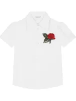 Dolce & Gabbana Kids' Cotton Flower-patch Shirt In White