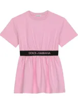 Dolce & Gabbana Kids' Cotton Short-sleeved Dress In Pink