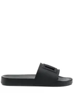 Dolce & Gabbana Dg Logo Beachwear Sliders In Black