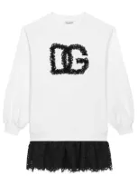 Dolce & Gabbana Kids' Lace-detail Sweatshirt Dress In White