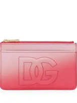 Dolce & Gabbana Leather Gradient Zip Card Holder In Pink