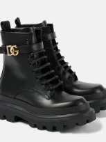 Dolce & Gabbana Black Leather Lace-up Boot In Nero