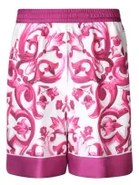 Dolce & Gabbana Majolica-print Silk Short In Multicolor