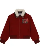 Dolce & Gabbana Kids' Virgin Wool-blend Logo Jacket In Red